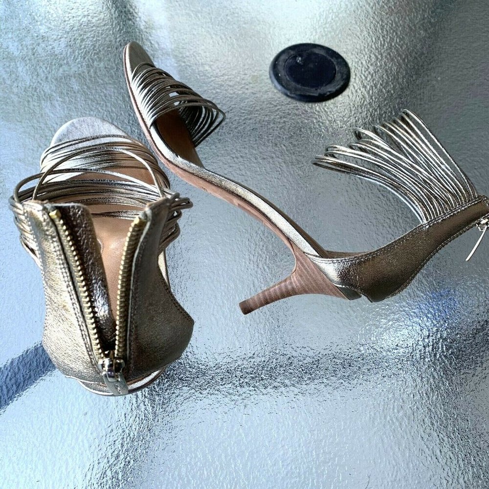 Coach Gold Strappy leather Dress Sandals 9B - Picture 4 of 8